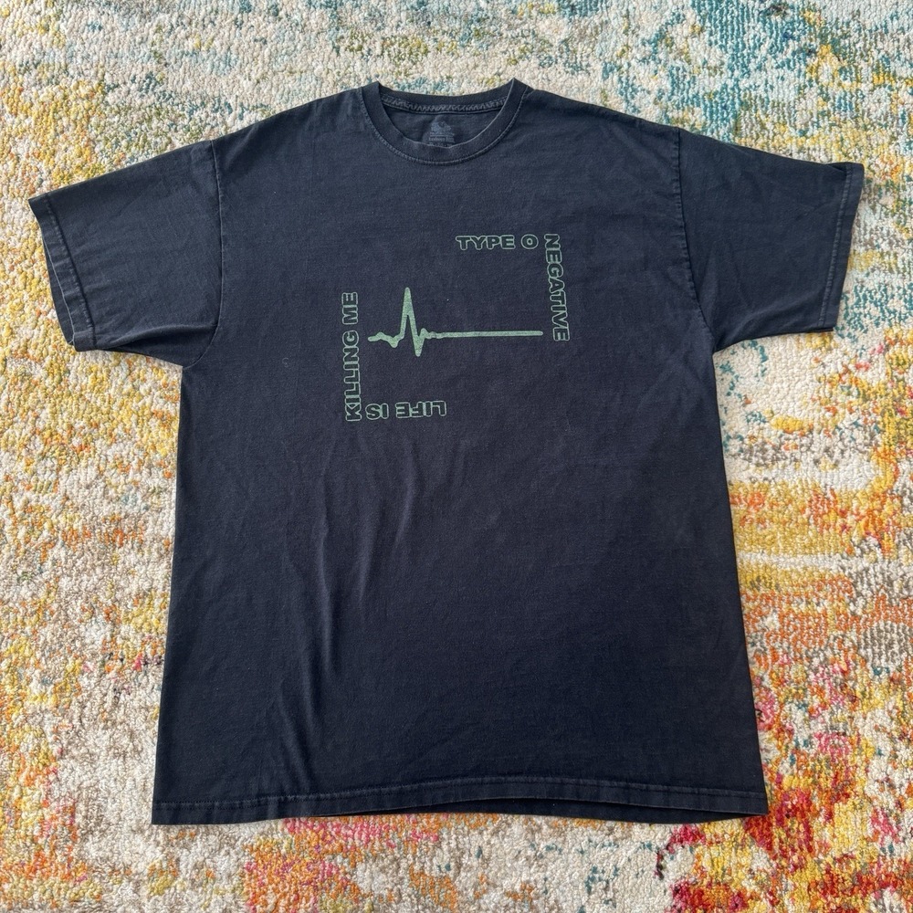 Y2K 2000s Type O Negative "Life Is Killing Me" Graphic T-Shirt - Black XL